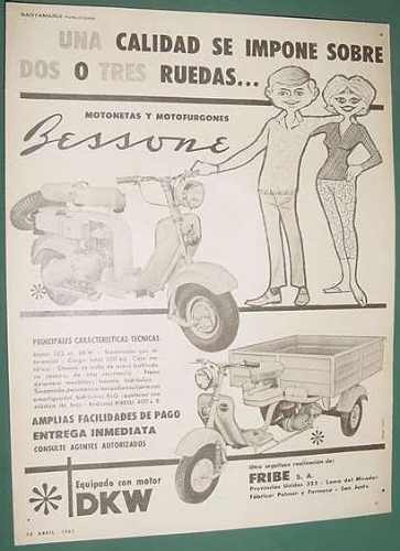 Publicidad Motociclismo Motos Motogurgones Bessone Dkw