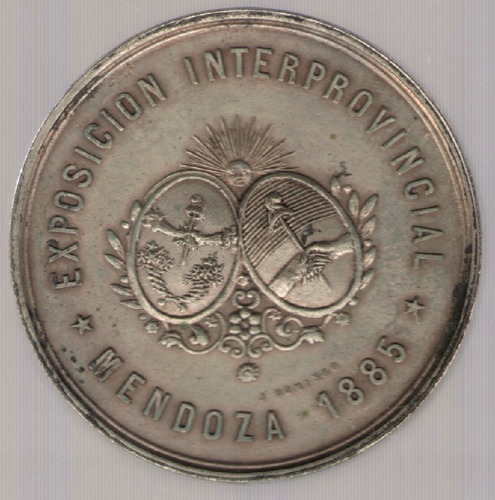 Medalla Ferrocarril Andino  Mendoza  1885 Exc+