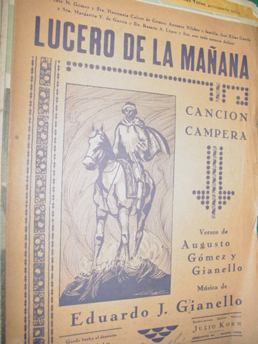 Partitura Cancion Campera Lucero De La Mañana Gianello