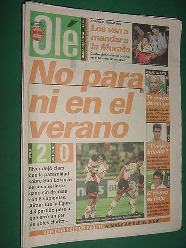 Diario Ole 15/1/98 River Plate San Lorenzo Copa Oro Mendoza