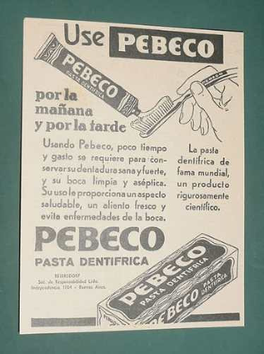 Publicidad - Pebeco Pasta Dentifrica Boca Aseptica Y Limpia