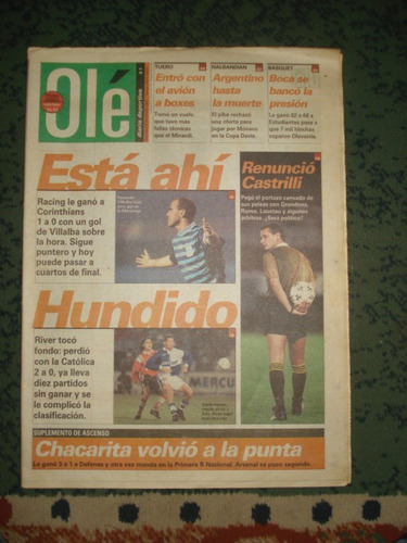 Diario Ole 30-9-98/copa Mercosur1998/racing/river/u.catolica