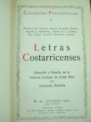 Imagen 2 de 4 de Letras Costarricenses * Varios Autores * Jackson 1946 *