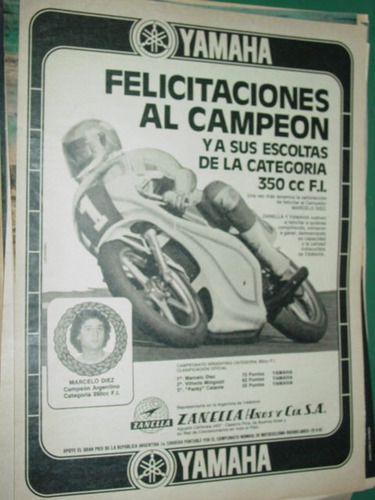 Publicidad Clipping Motos Motocicletas Yamaha Marcelo Diez
