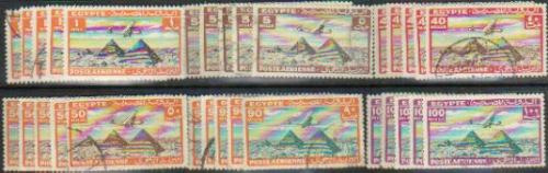 Egipto 6 Sellos Aéreos X 5 C/u Pirámides Y Avión Año 1933
