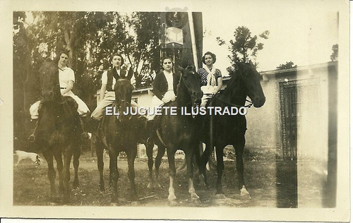 Foto Caballos Mujeres Circa 1950 Equitacion Antigua