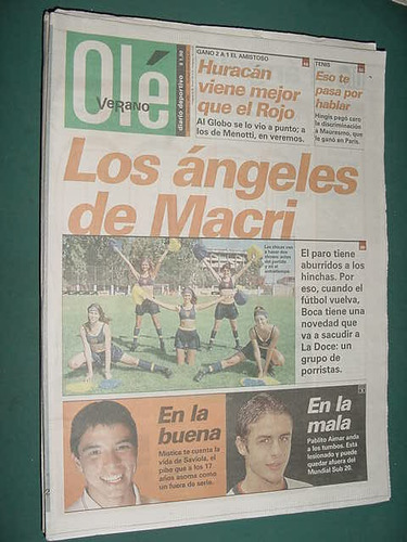 Diario Ole 27/2/99 Porristas Boca Huracan Independiente
