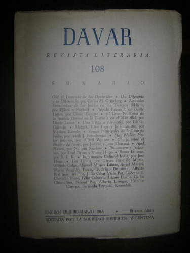 Davar 108 Enero 1966 Cesar Tiempo Carlos Grunberg Etc