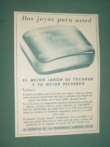 Publicidad Antigua Jabon Tocador Sueño Azul Florente Givau