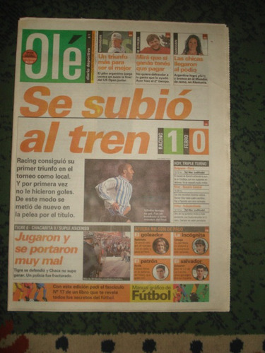 Diario Ole 13/9/98- Se Subió Al Tren- Racing 1- Ferro 0 Ap98