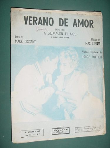 Partitura Verano Amor Film Summer Place Jorge Fortich Warner