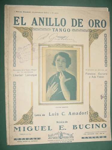 Partitura Tango Anillo Oro Libertad Lamarque Amadori Bucino