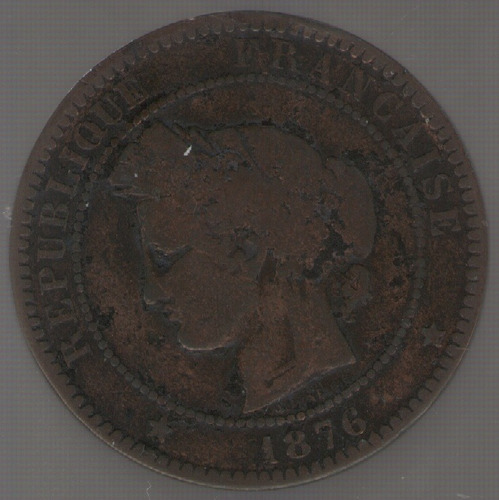 Francia 10 Centimes 1876 A Rara  B