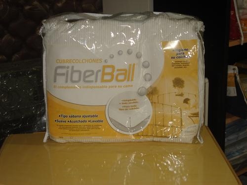 Imagen 2 de 5 de Cubre Colchon Protector Fiberball Ajustable Acolchado 80x190