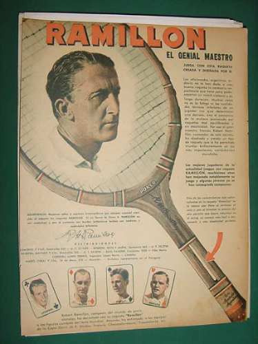 Publicidad Tenis Raquetas Ramillon Stoeffen Tilden Vines