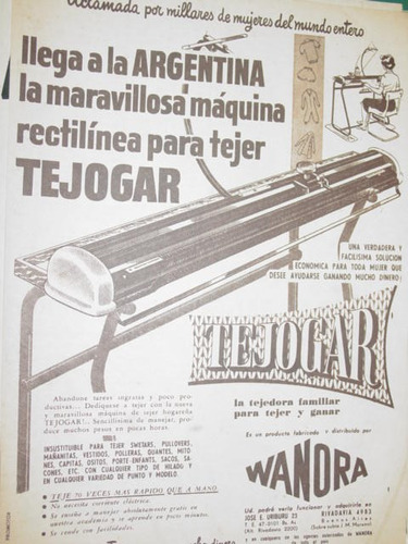 Publicidad Antigua Maquina Tejer Knitting Machine Wanora Mo2