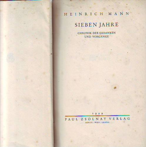 Siete Años 1921-1928 De Heinrich Mann En Aleman Cronicas
