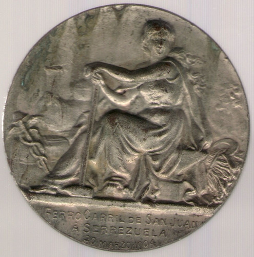 Medalla Ferrocarril San Juan A Serrezuela 1904 Mb+