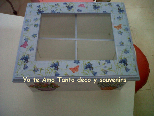 Caja De Té 4 Divisiones Decorada Decoupage Pintada A Mano