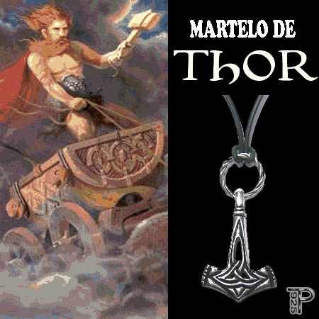 Martelo De Thor Em Prata Com Cordão De Borracha 2mm