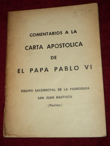 Comentario De La Carta Apostolica Del Papa Pablo Vi