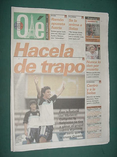 Diario Ole Mundial 26/6/98 Alemania Mexico Palermo River