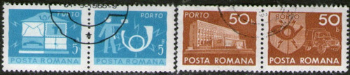 Rumania Serie X 4 Sellos Usados Tasa Se-tenant Año 1974