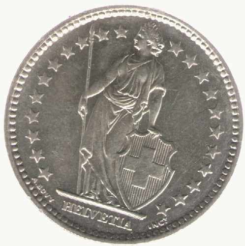 Suiza 2 Francos 1961 B Plata S/c