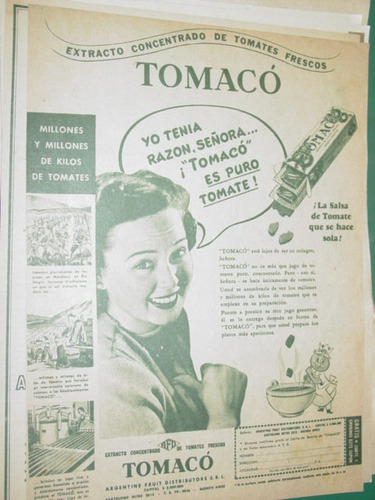 Publicidad Clipping Recorte Extracto De Tomates Tomaco