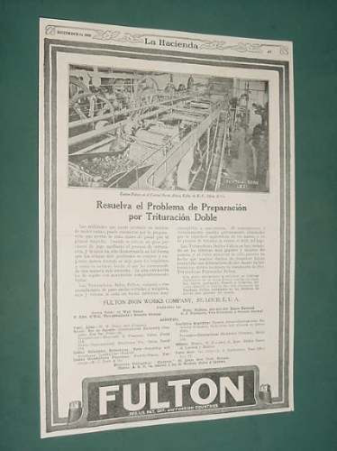 Publicidad Rural 1920 Fulton Iron Works Trituracion Doble