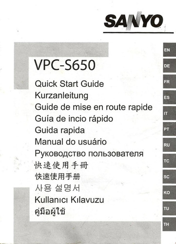 Manual   Camara Digital      Sanyo Vpc- S650