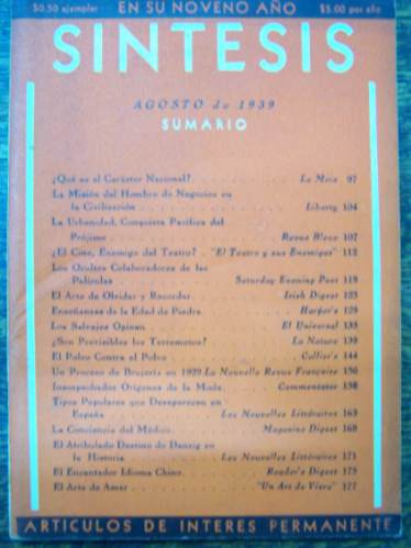 Revista Sintesis Nº 96 * Agosto De 1939 *