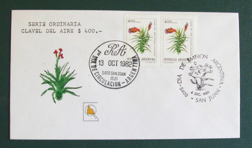 Argentina - Sobre 1er Dia Flor 400 Pesos Ordinario L0358