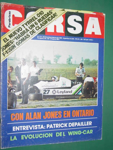 Revista Corsa 716 Alan Jones Depailler Tyrrell Wing Cars F1