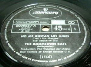 The Boomtown Rats No Me Gustan Los Lunes Simple Argentino