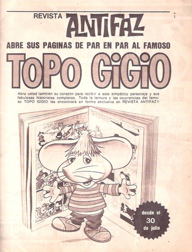 Antigua Publicidad  Revista Antifaz  Topo Gigio