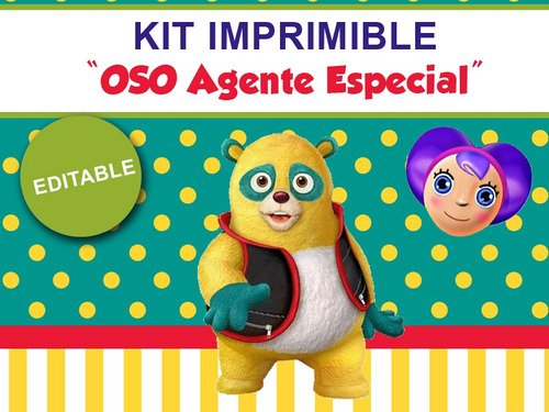 Kit Imprimible Editable Oso Agente Especial, Candy Bar