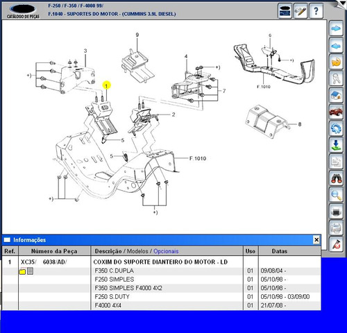 Coxim Direito Dianteiro D Motor Cummins F250 F350 F4000 98