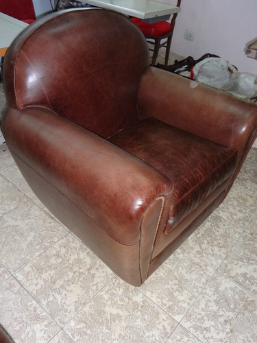 Sillones En Par Cuero Quebrado T/restoration Hardware Unicos