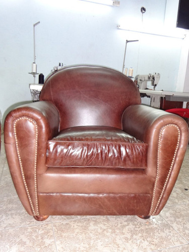Sillones En Par Cuero Quebrado T/restoration Hardware Unicos