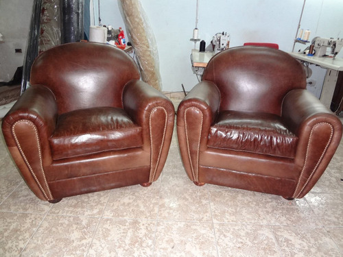 Sillones En Par Cuero Quebrado T/restoration Hardware Unicos