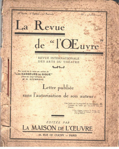 La Revue De   L'oeuvre    (1926) / Teoría Y Práctica Teatro