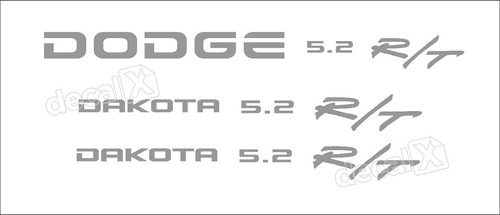 Kit Adesivos Dodge Dakota 5.2 R/t Em Prata Dk52rta