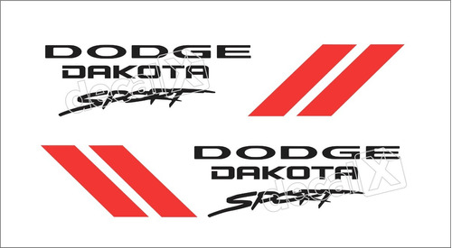 Kit Adesivos Laterais Dodge Dakota Sport Em Preto Dkspt