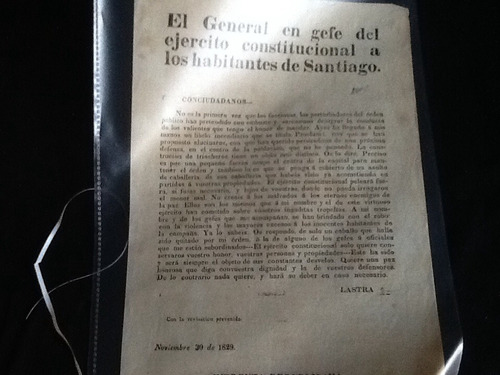 Impresos Chilenos Ejército Constitucional Francisco Lastra