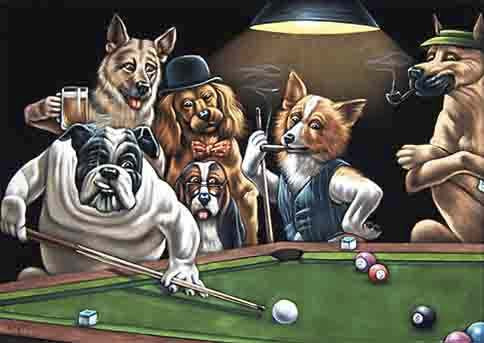 11175 - Billiards Sinuca Cachorros Jogando Bilhar Snooker