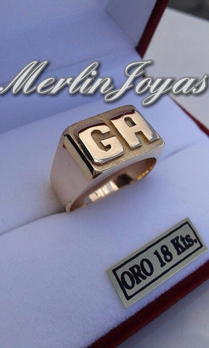 Anillo Sello Doble Inicial Oro 18k - 9 Gramos - M. J