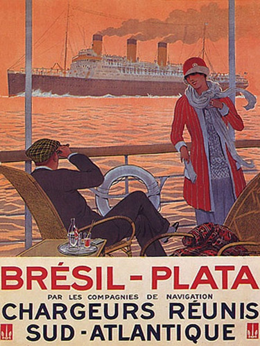 Brasil Plata Barco Vapor Argentina Navio Travel Poster Repro