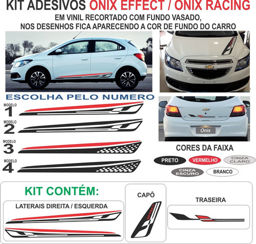 Adesivo Lateral  Estilo Onix Effect Jogo Completo Kit Tuning