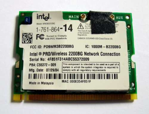 Placa Mini Pci Wireless Notebook Vaio Vgn-s150 Vgn-s380 V505